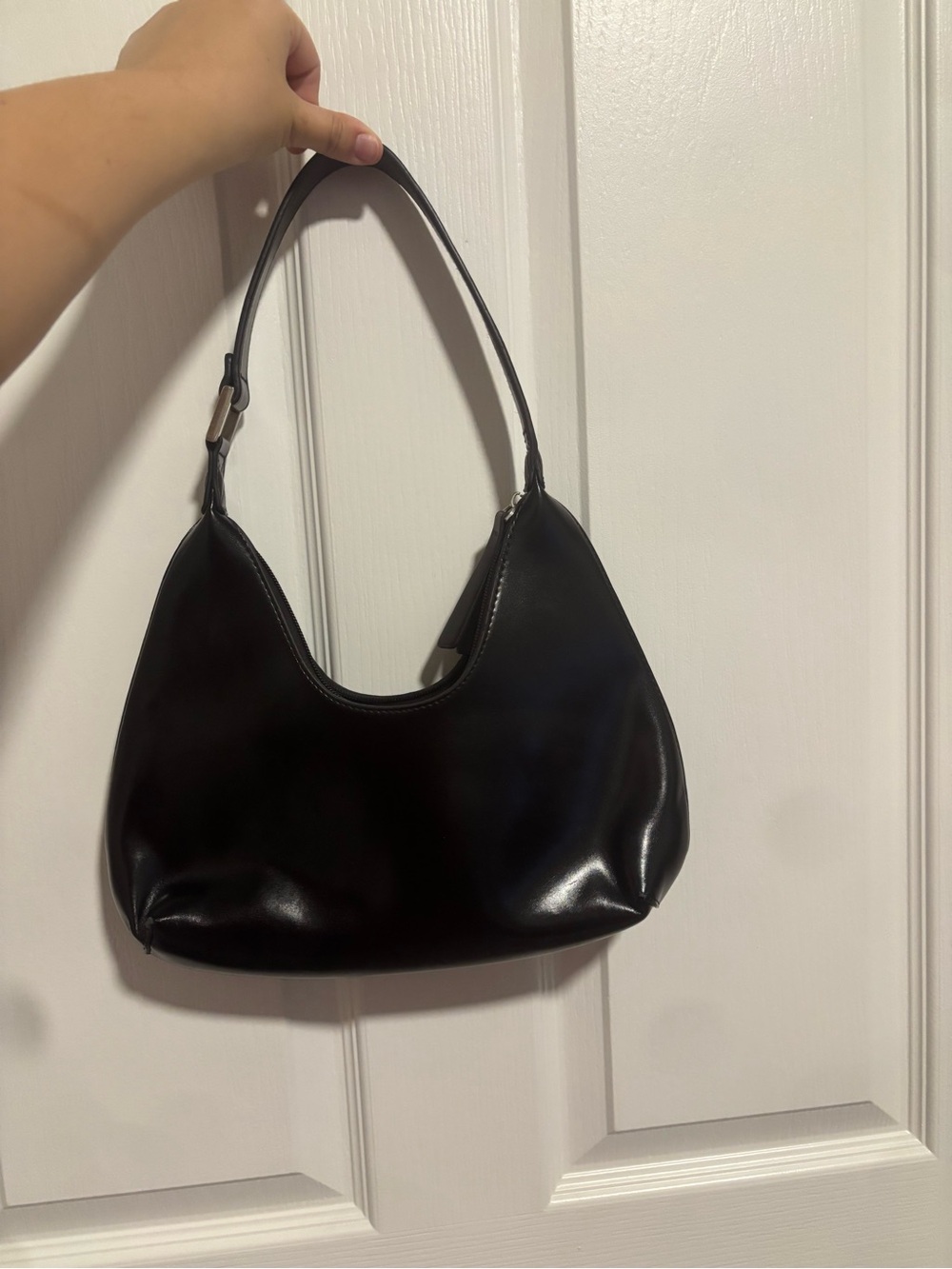 Petite Simone Abby Hobo Bag in Black Vegan Leather